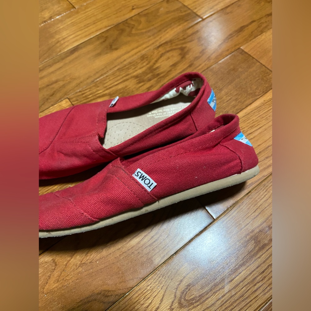 Toms Red Canvas Flats